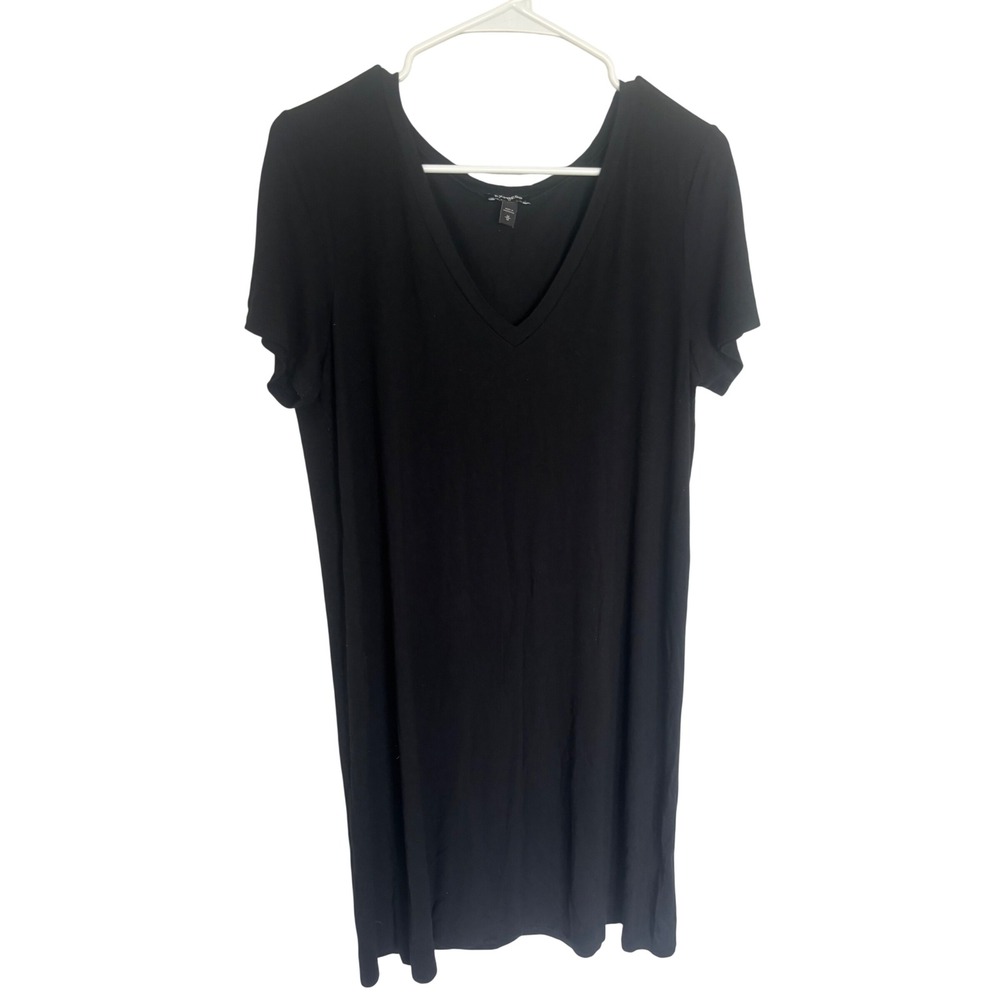 Express Womens Black V-Neck Short Sleeve T-Shirt Mini Dress Size Medium